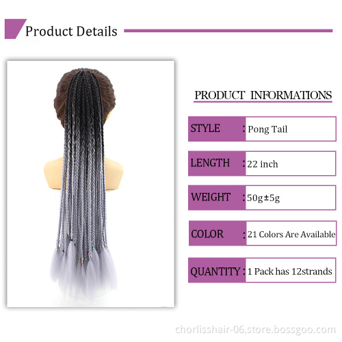 High Quality Best Selling 22 Inch Long Straight Mult-Color Rope Rubber Ban For Kids Ponytails Hair Extensions Synthetic